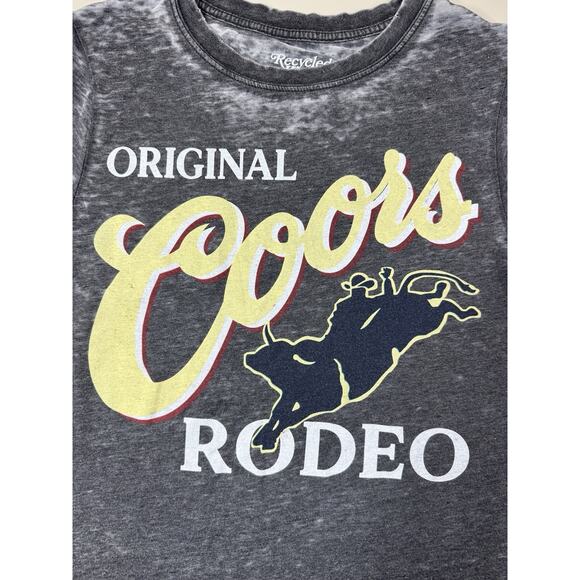 Coors Womens Rodeo Bull Tee S Gray Recycled Karma Western Punchy Cowgirl Boho - Picture 5 of 11